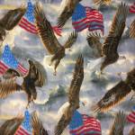American Eagles and Flags Allover Fleece Fabric