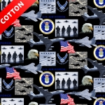 US Air Force Branches Cotton Fabric	