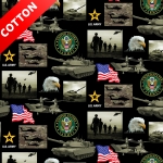 US Army Military Branches Cotton Fabric