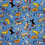 Dogs & Puppies Blue Fleece Fabric