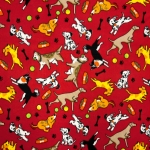 Dogs & Puppies Red Fleece Fabric