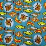 Fish Tales Teal Fleece Fabric